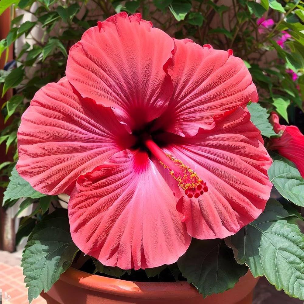Birthday Gift Hibiscus seeds (rare red & pink) yielding beautiful large blooms in deep red and soft pink tones, ideal as a special gift plant